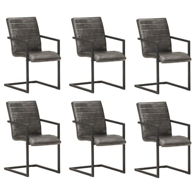 vidaXL Eetkamerstoelen 6 st echt leer grijs
