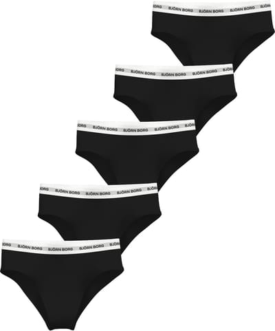 Björn Borg dames Logo Highwaist Briefs - slip hoge taille (5-pack) - zwart - zwart - zwart - zwart - zwart