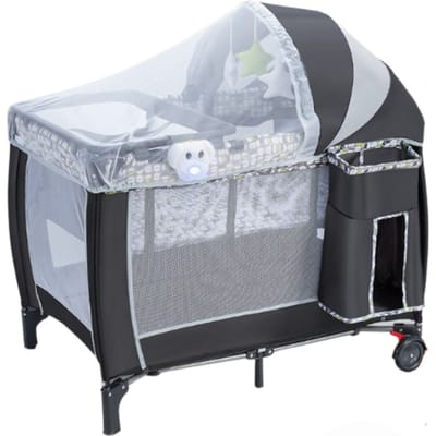 Coast 3-In-1 Inklapbaar Reisbed & Verschoonbed & Box met Afneembaar en Verstelbaar Gaas