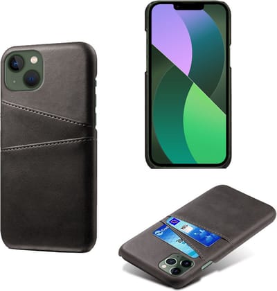 Back Cover met Opbergvakjes + PMMA Screenprotector voor iPhone 14 _ Zwart