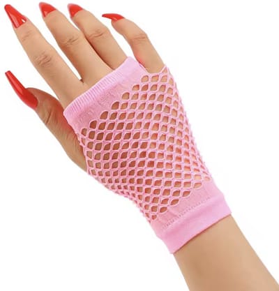 Roze Vingerloze handschoenen - Visnet Handschoenen - Net handschoen - Lichtroze - Handschoen met gaten - Carnaval - Themafeest - Vimngerloze handhschoen - 1 paar - CHPN