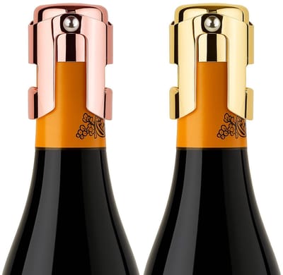 Dailygoods- Champagnesluiting set van 2 - Lekvrije Deksel - Roestvrij Staal - Professioneel - Universeel - 3,8 x 5,5 cm - Wijndop
