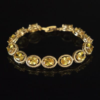 Zirkonia Armbanden Verbleken Niet en Schitteren met een Gouden Gloed. Zirkonia Armbanden Zijn Een Bestseller voor Vrouwen 17.5cm plus 3cm extension buckle brown