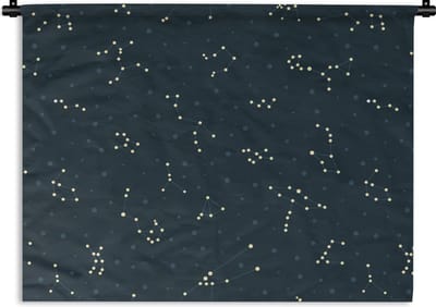 Wandkleed - Wanddoek - Sterren - Hemel - Patroon - 60x45 cm - Wandtapijt