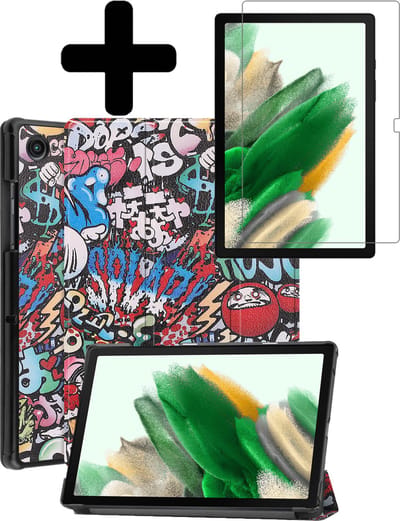 Hoes - Geschikt voor Samsung Galaxy Tab A8 - Met Screenprotector - Trifold Bookcase - Hard Cover - Hardcover Book Case - Tablet Hoesje - Graffity