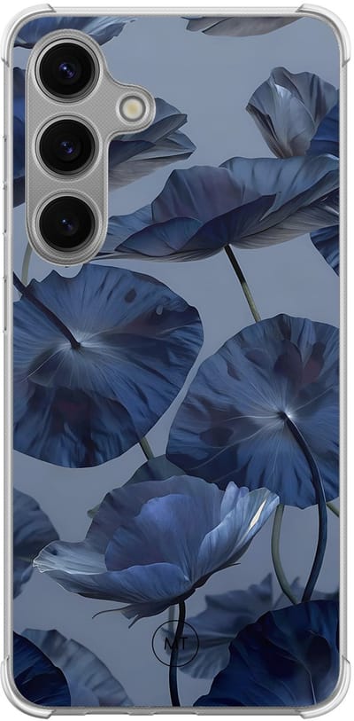 Hoesje (shockproof) geschikt voor Samsung Galaxy S24 - Dusky blooms - Extra sterke case - TPU/polycarbonaat - Bloemen - Paars, Transparant