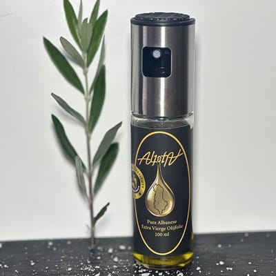Aljeta - Olijfolie Sprayer - Voorgevuld met 100ml Extra Vierge Olijfolie