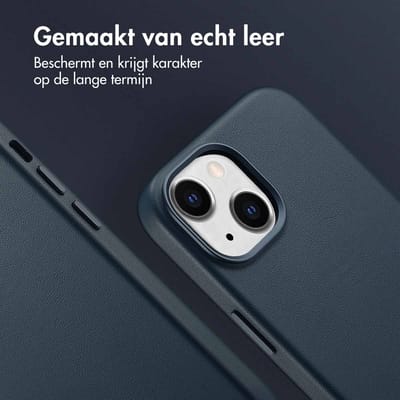 Accezz Hoesje - Geschikt voor iPhone 15 - geschikt voor MagSafe Leather Backcover - Nightfall Blue