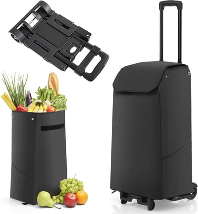 Opvouwbare Boodschappentrolley met Wielen en Afneembare 38 Liter Tas - Multifunctionele Handwagen