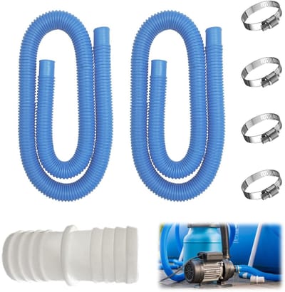Dailygoods- Reserveslang 32 mm - Set van 2 - 150 cm lengte - Inclusief 4 veiligheidsclips - PVC materiaal - Voor zwembadpompen - Zwembadslang