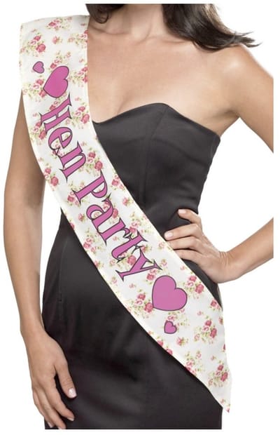 Smiffys - Deluxe Vintage Hen Party Sash Kostuum Accessoire - Roze
