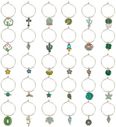 Dailygoods - 31 Stuks Wijnglazen Bedels met Gouden Ringen