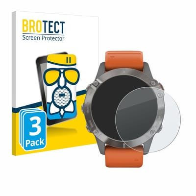 BROTECT - Screenprotector voor Garmin Fenix 6 Pro Solar - Folie Beschermfolie Beschermglas matte 3 Stuks