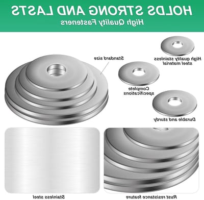 Set van 50 M8 Ringen van 20 mm, Roestvrij Staal, Vlakke Ringen, Bevestigingsringen voor Schroeven, Moeren en Draadstangen