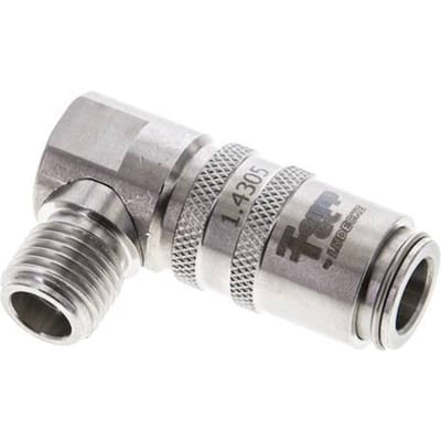 RVS DN 6 Tempereerkoppeling Snelkoppeling G 1/4 inch Buitendraad 90-deg