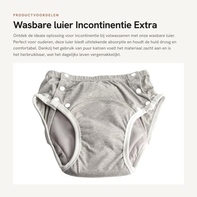 Dailygoods- Wasbare Luier - Incontinentiebroekjes Volwassenen - Extra Absorberend - Herbruikbaar - Puur Katoen - Comfortabele Pasvorm - Incontinentiebroek