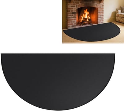 1 stuk - Brandwerende tapijten - Haardmat - voor open haarden en houtkachels - 61x106 CM - halfronde vorm - beschermt de vloer tegen vonken en gloeiende kooltjes - zwart