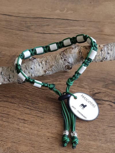 Anti-Tekenband met EM kralen 100% natuurlijk Groen Maat 25-30 cm