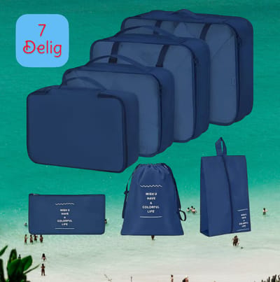 Packing Cubes Set 7-Delig - koffer organizer set - koffer organizer - Kleding organizer voor koffers, tassen en backpack - Marine - Blouw