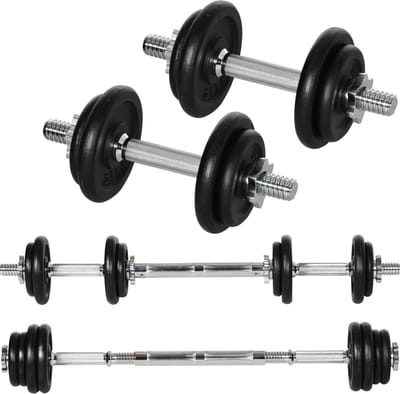 HOMCOM-Hantel-Set-Eisen-95L x 16B x 16H cm-Schwarz