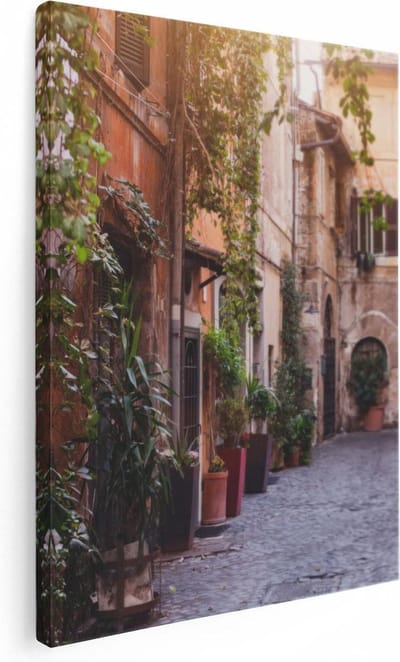 Artaza Canvas Schilderij Rome Steegje - 30x40 cm - Klein - Wanddecoratie Italiaanse Stad - Muurdecoratie Toscane - Kamer Accessoires