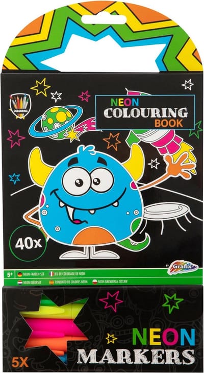 Kleurboek Neon met 5 Stiften - Raket