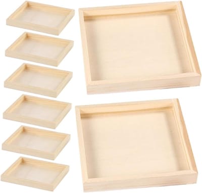 Puzzelbakjes Houten Schaal - Sorteerbakken Puzzelstukjes - 3D Puzzels Sorteren - Professionele Vlakheid - 8 Stuks - Lichtgeel