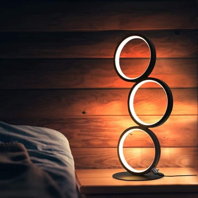NETTLIFE LED Tafellamp - Touch Dimbaar - zwart - Ring Design - 4-Lichts - Modern Bedlamp - Metaal - voor Slaafkamer | Woonkamer | Studie