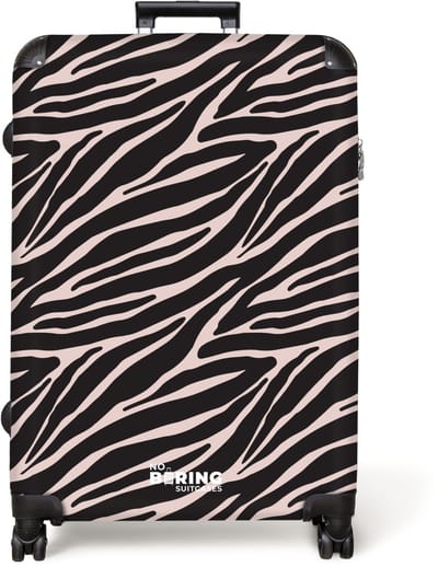 NoBoringSuitcases.com® - Koffer groot - Reiskoffer lichtgewicht - Zebra strepenmotief op zachtroze - Rolkoffer met 4 wielen - Grote trolley XL - 98 liter bagage