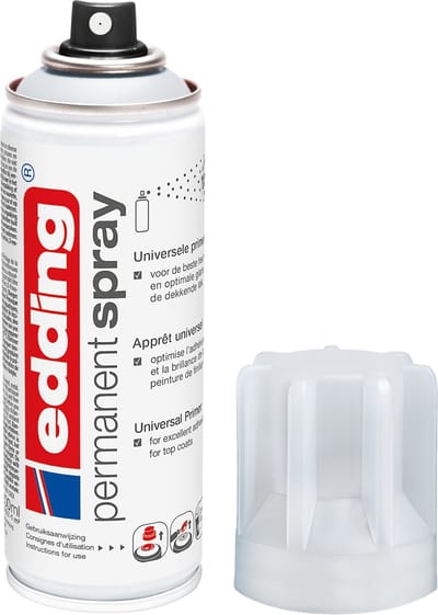 edding 5200 spuitverf in spuitbus universele primer - 1 stuk - 200 ml verf - 0,5 t/m 1 m2 oppervlak - gronden ter voorbereiding van lakbare oppervlakken zoals glas, metaal, hout, keramiek, canvas, karton, papier, riet