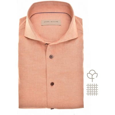 John Miller Overhemd Cutaway Collar Cotton Flanel Mid Orange / male