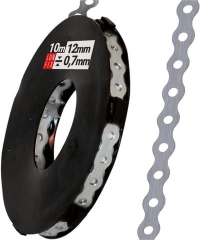 LUN FIX - Montageband - 12x0,7 mm - Verzinkt staal - Lengte 10m - Breedte 12 mm - Perforatiedband - Bevestigingsband