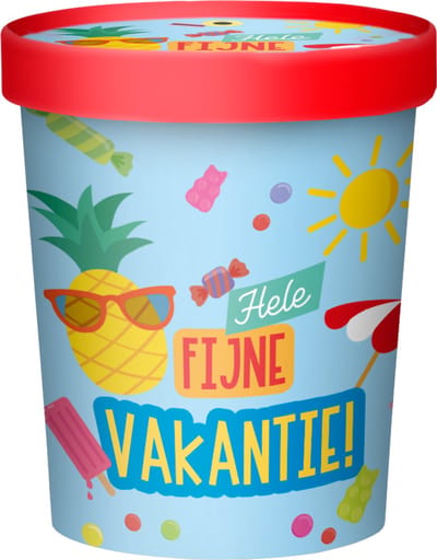Snoepbeker | Cadeauverpakking | Thema: Fijne vakantie | Kleur: Blauw | Diameter: 12cm