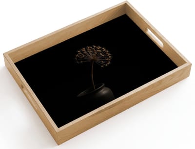 Dienblad hout 40x30 cm - Schootdienblad - Bol - Gedroogd - Vaas - Zwart - Borrelplank rechthoek - Plateau dienbladen