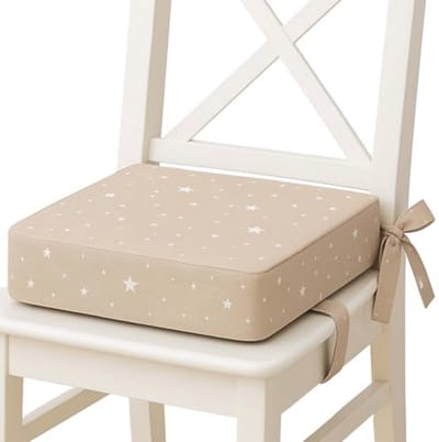 Comfortabele Kinderstoel Verhoger - Meeneem Kussen voor Kinderen - Afneembare en Wasbare Hoes - Beige met Sterren