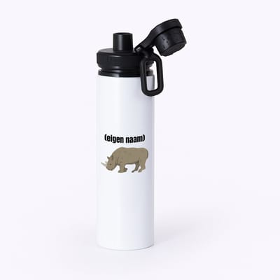 Hacebo® - neushoorn met eigen naam waterfles met draaidop zwart - Neushoorn - neushoorn liefhebbers - iemand die houdt van neushoorns - verjaardag - cadeau - kado - water fles - 850ML