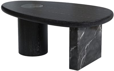 Vente-unique Salontafel van marmer en eikenfineer - Zwart - MARSULA