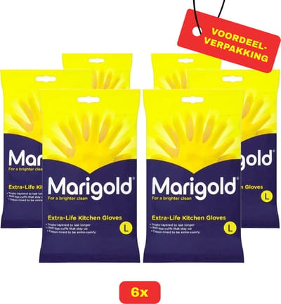 Marigold Huishandschoen - Extra Life- Geel -Maat L- 6 x 1 stuks Voordeelverpakking!