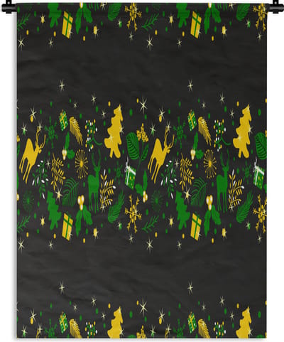 Wandkleed - Wanddoek - Kerst - Patroon - Hert - 150x200 cm - Wandtapijt