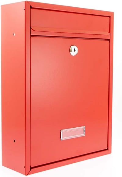 Verzinkte stalen afsluitbare weerbestendige brievenbus - rood - 26x34x9 cm