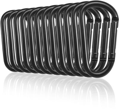 NTHProducts - Aluminium Carabiner Haak - D-Ring - Corrosiebestendig en Duurzaam - Zwart - Sleutelhanger voor Outdoor - Geschikt voor Hiking en Kamperen