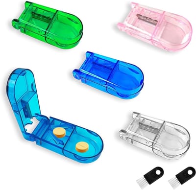 Tabletdelers voor Kleine en Grote Tabletten - 5 Stuks, Medicijnverdelers met Opbergcompartiment voor Nauwkeurige Dosering