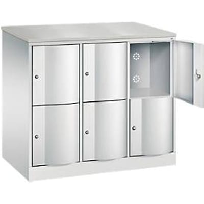C+P Resisto lockerkast, 3 vakken, 6 vakken, B 1148 x D 640 x H 1077 mm, lichtgrijs