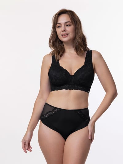 Kanten Bralette - Zonder beugel - Aina - Niet gevulde bh zonder beugel - Grote maten bralette - Zwart - maat XS