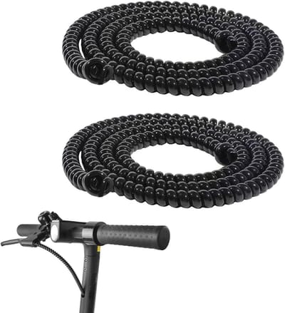 2 stuks 100 cm flexibele spiraalkabelbescherming voor scooters en e-scooters - Kabelorganisatie en bescherming tegen slijtage in zwart