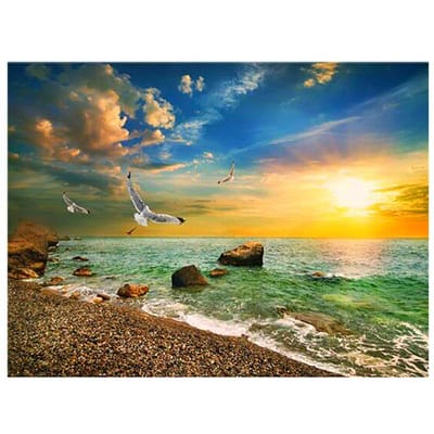 Volledige ronde boor Diamond schilderij kruissteek zonsondergang strand landschap diamant borduurwerk 20X30CM beige
