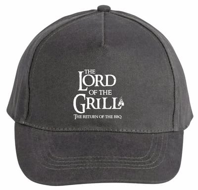Mijncadeautje - 5 panel - BBQ Cap - Verstelbaar - Pet van 100% dik geborsteld katoen- unisex - opdruk wit - Lord of the Grill - Chique Grijs