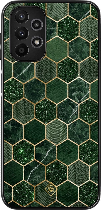 Casimoda® hoesje - Geschikt voor Samsung Galaxy A13 4G - Kubus Groen - Zwart TPU Backcover - Geometrisch patroon - Groen
