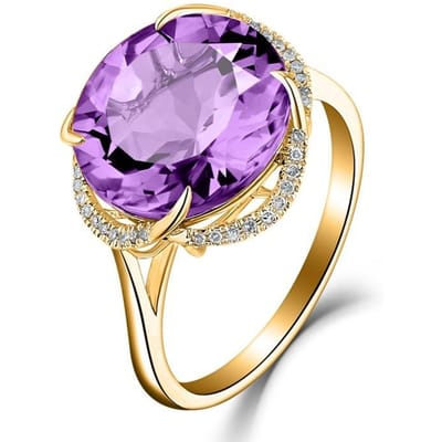 Wosikate Citrien 18K Goud Verguld Ingelegd Amethist Zeeblauw Topaas Ring Voor Vrouwen Koper Mode Sieraden Verlovingsvinger Ring resizable pink