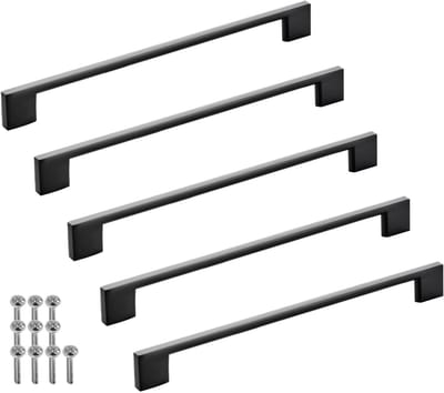 SOTECH set van 5 meubelgrepen BLACKLINE XII BA 224 mm zwart mat aluminium (lengte 256 mm, breedte 9 mm, hoogte 28 mm) design handgrepen
